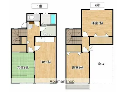 タウンハウス東 1号棟(3DK/1階)の間取り写真
