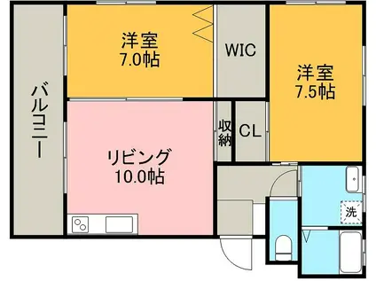 ヴィンテージ八王寺(2LDK/3階)の間取り写真
