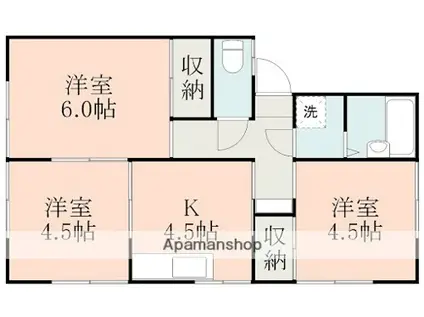 羽山ハイツ B棟(3K/2階)の間取り写真