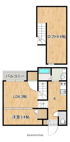 コアスクエアⅡ(1LDK/2階)の間取り写真