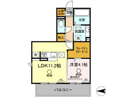 DーROOM本山(1LDK/1階)の間取り写真