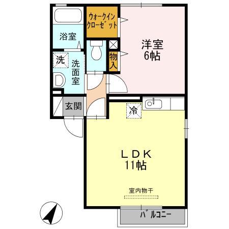 グッドラック高平(1LDK/2階)の間取り写真