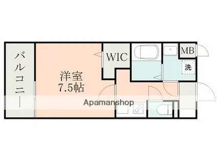 レクシア フラッツ水前寺(1K/9階)の間取り写真