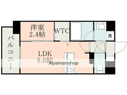 ラ・シック新町(1LDK/4階)の間取り写真