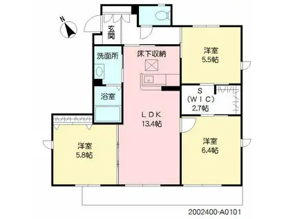 アルフラット (3LDK/1階)の間取り写真
