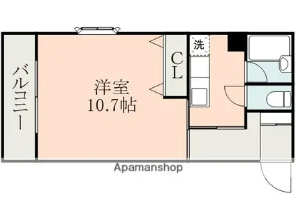 エスペランサ北熊本(1K/4階)の間取り写真