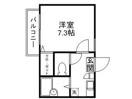 ロフティ黒髪A(1K/1階)の間取り写真
