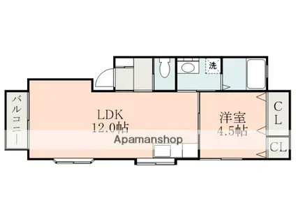 ヴェルテス江津(1LDK/2階)の間取り写真