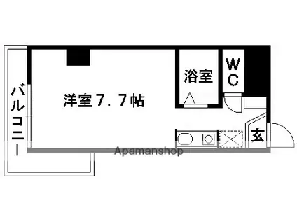 ルフェール熊本通町(ワンルーム/9階)の間取り写真