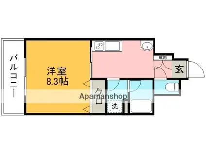 サテンドール黒髪(1K/10階)の間取り写真