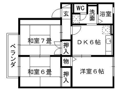 レジデンス95A棟(3DK/1階)の間取り写真