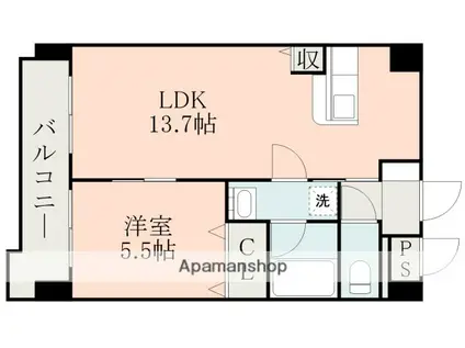 クイール南熊本(1LDK/3階)の間取り写真