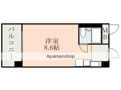 水前寺北スカイマンション(ワンルーム/1階)の間取り写真