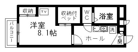 レオパレス第1アベリア(1K/2階)の間取り写真