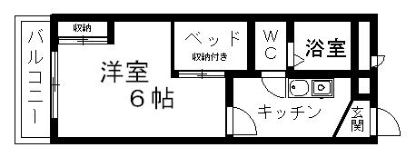 レオパレスひのくに(1K/2階)の間取り写真