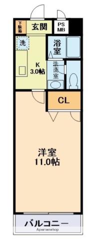 PA水前寺(1K/4階)の間取り写真