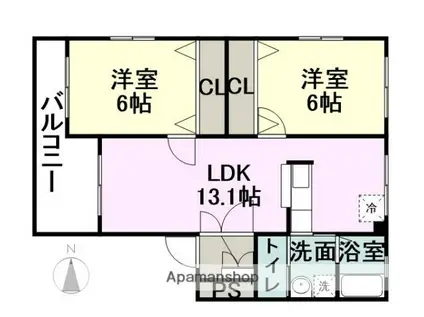 パストラルⅡ(2LDK/1階)の間取り写真