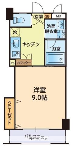 グローリーハイムⅡ(1K/4階)の間取り写真