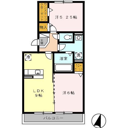 ルラーシュ(2LDK/3階)の間取り写真