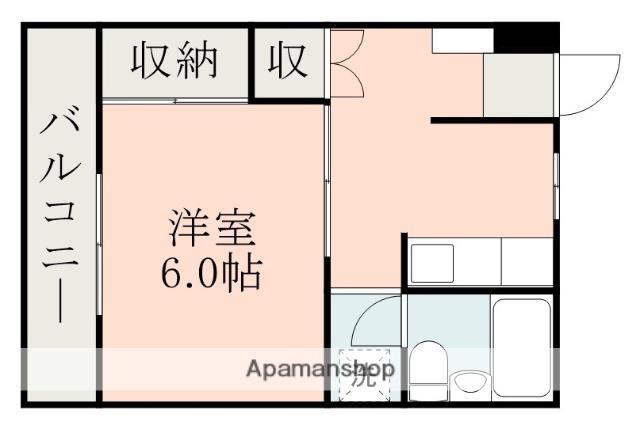 新屋敷ビル(1DK/5階)の間取り写真