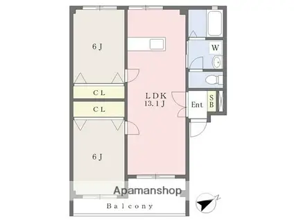 グランシャリオ21(2LDK/1階)の間取り写真