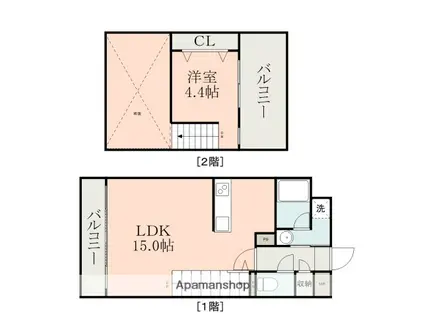 ライズ平成駅前(1LDK/4階)の間取り写真