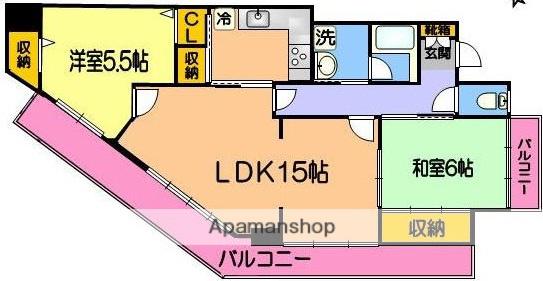 ファミール黒髪(2LDK/1階)の間取り写真