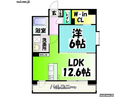 LESTIA坪井(1LDK/10階)の間取り写真