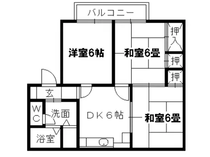 レジデンス西村A棟(3DK/2階)の間取り写真
