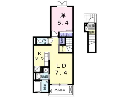 ピュアハイツ(1LDK/2階)の間取り写真
