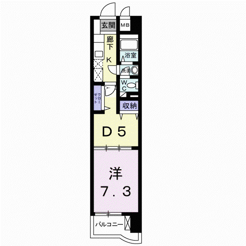 メゾンソレイユ(1DK/7階)の間取り写真
