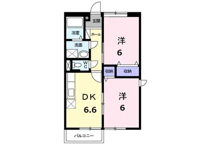 サンモール愛花(2DK/2階)の間取り写真