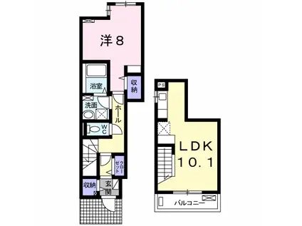 アーク 未来(1LDK/1階)の間取り写真