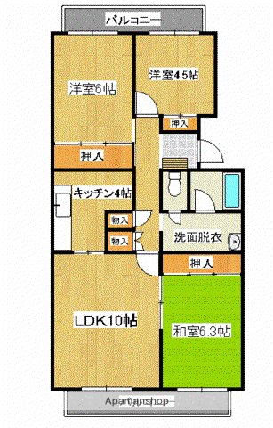 サルヴァトーレ長嶺(3LDK/5階)の間取り写真