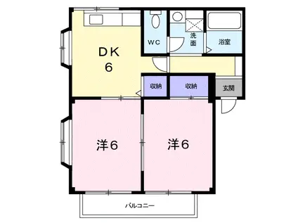 クレールハイムA(2DK/2階)の間取り写真