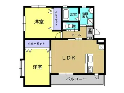 メモリースクエア新大江(2LDK/4階)の間取り写真