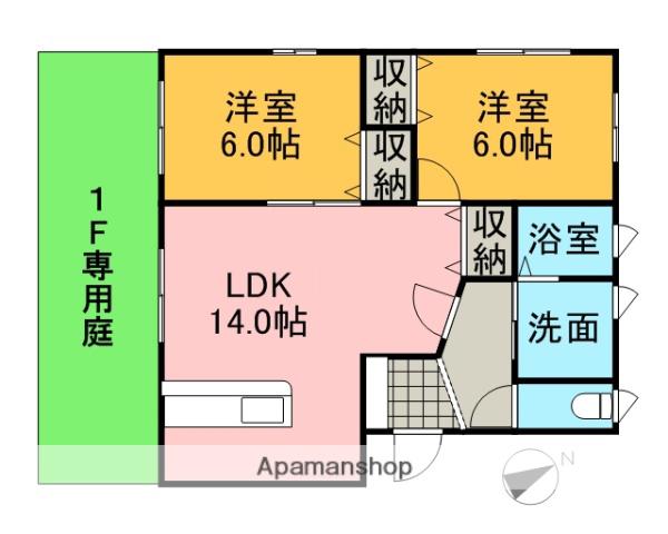 ソレイユ・ヒロ NO1(2LDK/1階)の間取り写真
