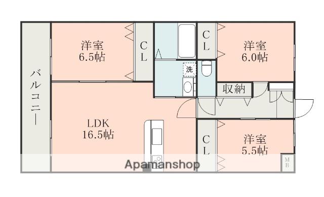 ショーンマンションⅡ(3LDK/4階)の間取り写真