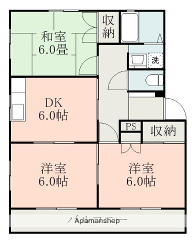 プラティーク月出(3DK/4階)の間取り写真