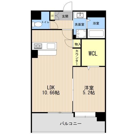 ウォルトン長嶺(1LDK/5階)の間取り写真