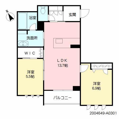 RICCO藤崎宮(2LDK/3階)の間取り写真