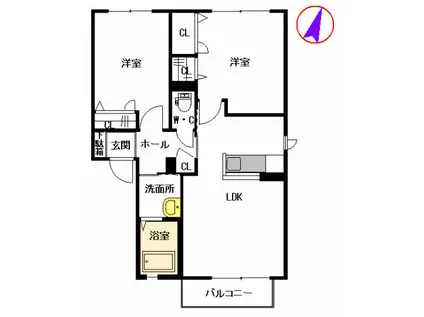 ライフステージ長嶺 A棟(2LDK/2階)の間取り写真