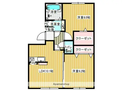 チアフルビューティ東野(2LDK/2階)の間取り写真