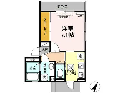 D-ROOM本荘(1K/1階)の間取り写真
