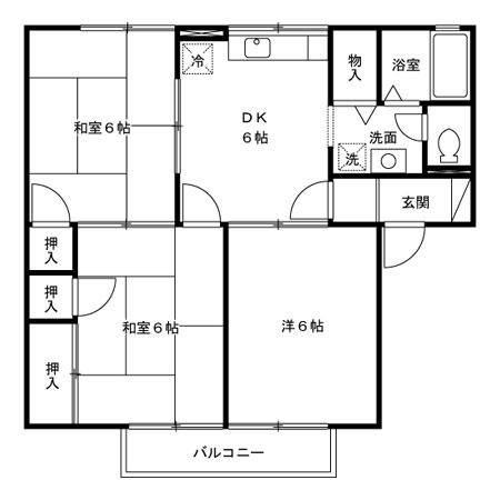 レジデンス西村A棟(3DK/2階)の間取り写真