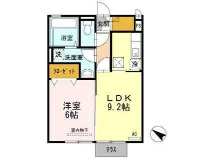 ボナール(1LDK/1階)の間取り写真