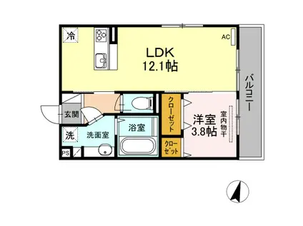 ラ・ティアラ(1LDK/3階)の間取り写真