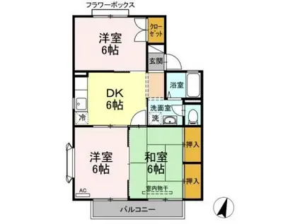 セジュール安永A棟(3DK/2階)の間取り写真
