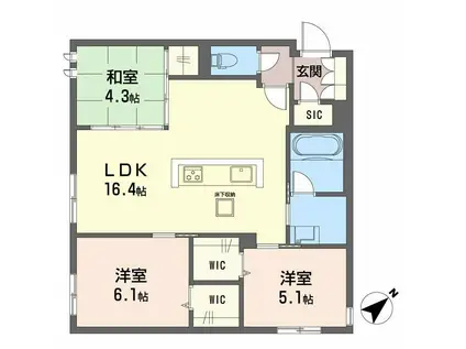 LUCE帯山西(3LDK/1階)の間取り写真