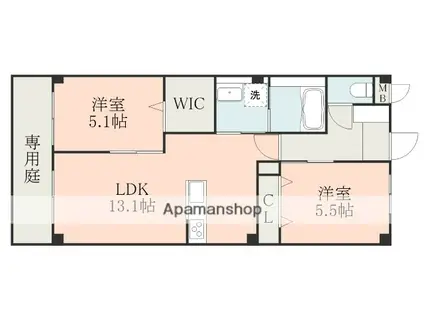 ハイムセラ琴平(2LDK/1階)の間取り写真